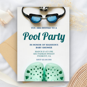 Invitation Piscine Bleue Lunettes Piscine Baby shower