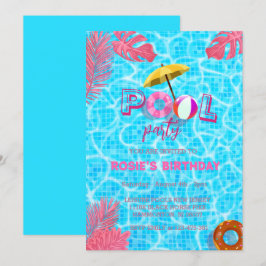 Invitation Piscine Cool Bleue Fête & été Piscine Anniversaire