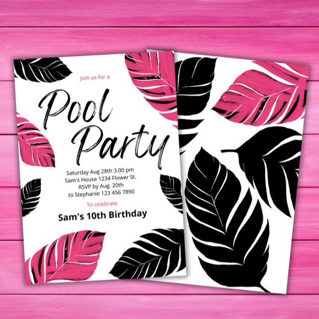 Invitation Piscine cool Pink Bain d'été Anniversaire (Créateur téléchargé)