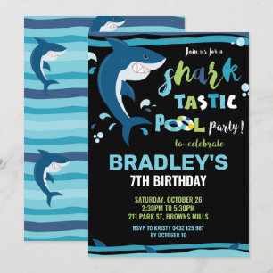Invitation Piscine de requin en plastique fête d'anniversaire