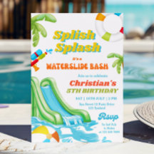 Piscine de toboggan fête anniversaire garçon Invit