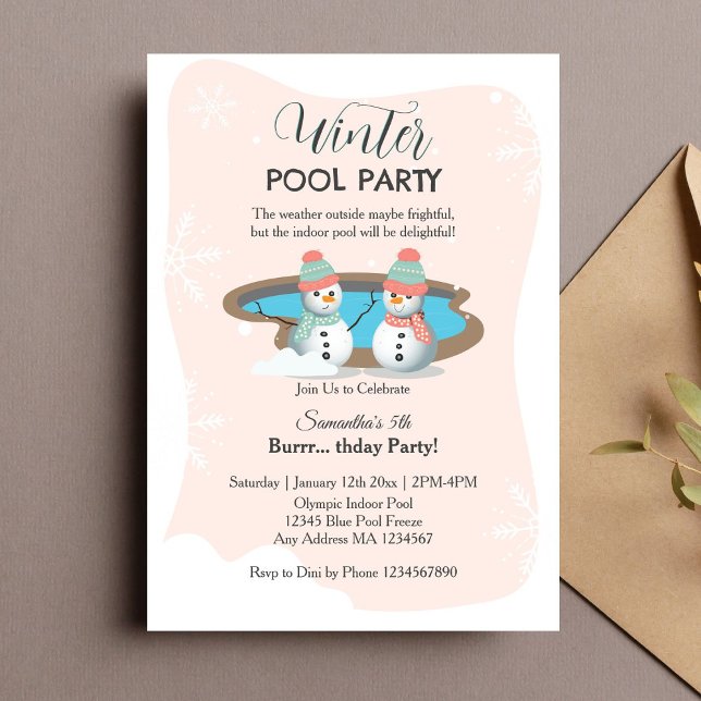 Invitation Piscine d'hiver fête d'anniversaire (Invitation)