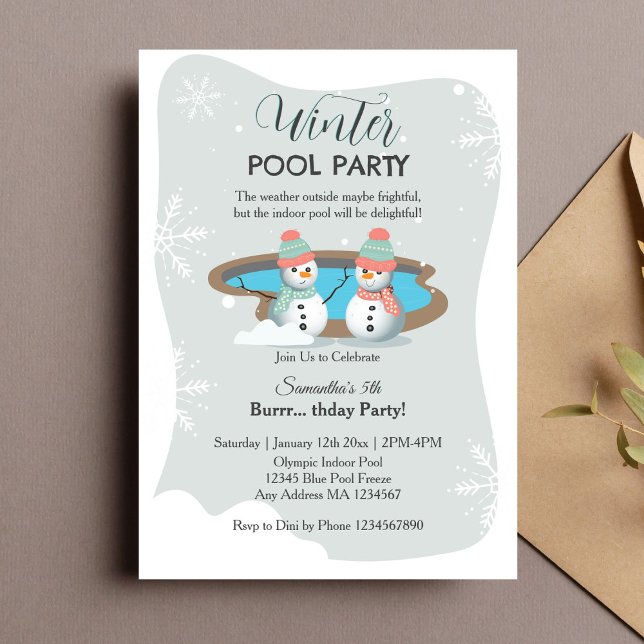 Invitation Piscine d'hiver fête d'anniversaire (Invitation)