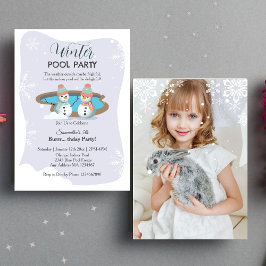 Invitation Piscine d'hiver violet photo fête d'anniversaire
