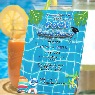 Invitation Piscine Été Moderne Amusement Fête de Remise de Di