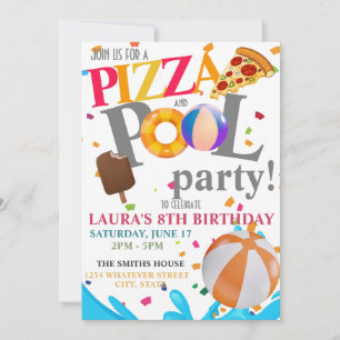 Invitation Piscine fête d'anniversaire personnalisée