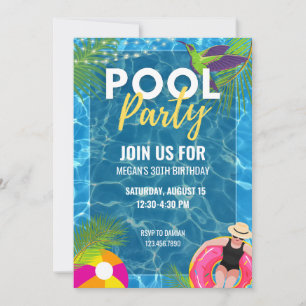 Invitation Piscine fête d'été Anniversaire adulte Teenage Par
