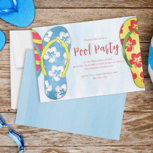 Invitation Piscine Fête Été Tropical Flip Flops tendance