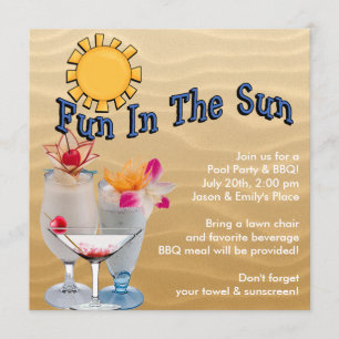 Invitation Piscine pour adultes et barbecue