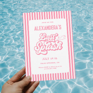 Invitation Piscine rose Dernier Bachelorette