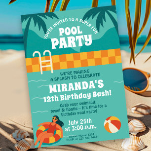 Invitation Piscine scintillante fête d'anniversaire