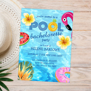 Invitation Piscine Tropical Water Summer Bachelorette Party