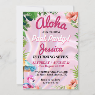 Invitation Piscine tropicale Aloha fête Anniversaire