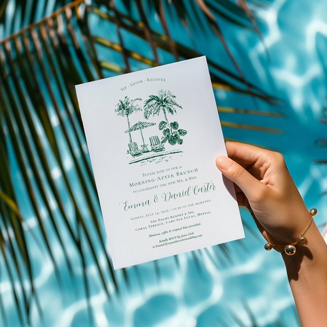 Invitation Piscine Tropicale | Brunch du Lendemain de Mariage (Créateur téléchargé)