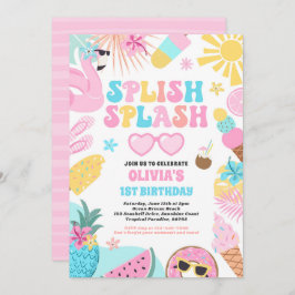 Invitation Piscine tropicale Piscine d'été fête d'anniversair