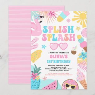 Invitation Piscine tropicale Piscine d'été fête d'anniversair