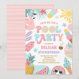 Invitation Piscine tropicale Piscine d'été fête d'anniversair