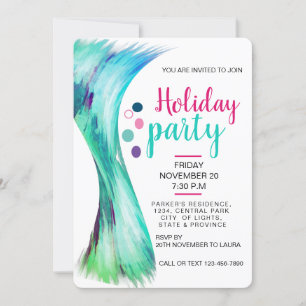 Invitation Piscine Vacances d'été Turquoise Aquarelle bleue