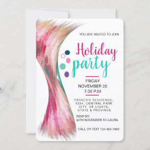 Invitation Piscine Vacances d'été Turquoise rose Aquarelle