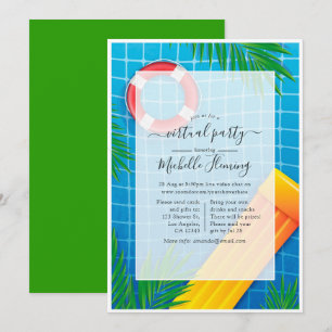 Invitation Piscine virtuelle tropicale fête d'anniversaire