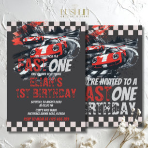 Invitation Piste de course de voiture de fête d'anniversaire 