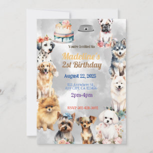 Invitation Pistes de fête : Festive Chien Anniversaire Thème 