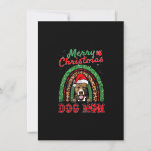 Invitation Pit Bull Noël Santa Hat Chien Maman Boho Arc-en-ci