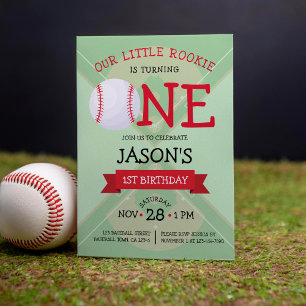 Invitation Pitch & Ribbon 1 er Anniversaire de baseball tenda