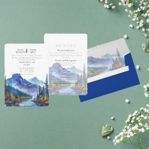 Invitation Pittoresque Mountain et Lake Mariage