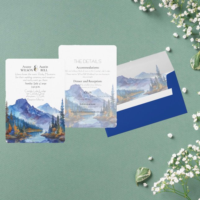 Invitation Pittoresque Mountain et Lake Mariage (Créateur téléchargé)