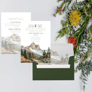 Invitation Pittoresque Mountain et Lake Mariage