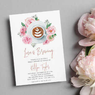 Invitation Pivoine florale rose "L'amour est en train de se p