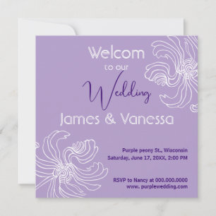Invitation Pivoine graphique blanche.