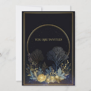 Invitation Pivoine Or Midnigh Gold Halo Botanique Céleste