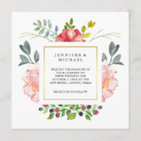 Pivoines assez roses d'aquarelle avec le mariage