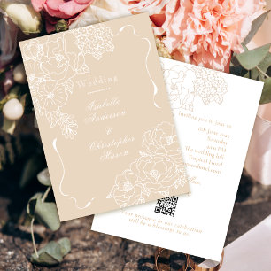 Invitation Pivoines de mariage romantiques ivoire délicat