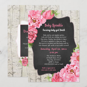 Invitation Pivoines + Le bébé de bouleau arrosent + tombola