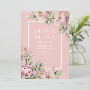 Invitation Pivoines roses Élégant Mariage Floral