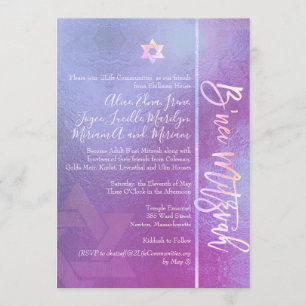 Invitation Pix-Dezines B'Nei Mitzvah, Blue Ombre