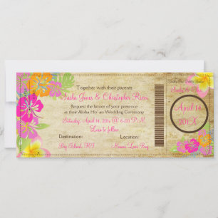 Invitation Pix-Dezines Boarding Pass Hibiscus Leis