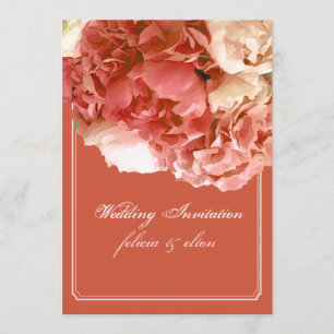 Invitation Pix-Dezines Coral Peonies/Orange Hydrangeas/Bouque