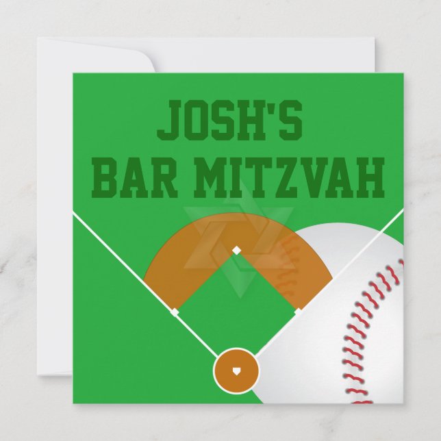 Invitation Pix-Dezines ✡ Diamant de baseball/ Bar Mitzvah (Devant)