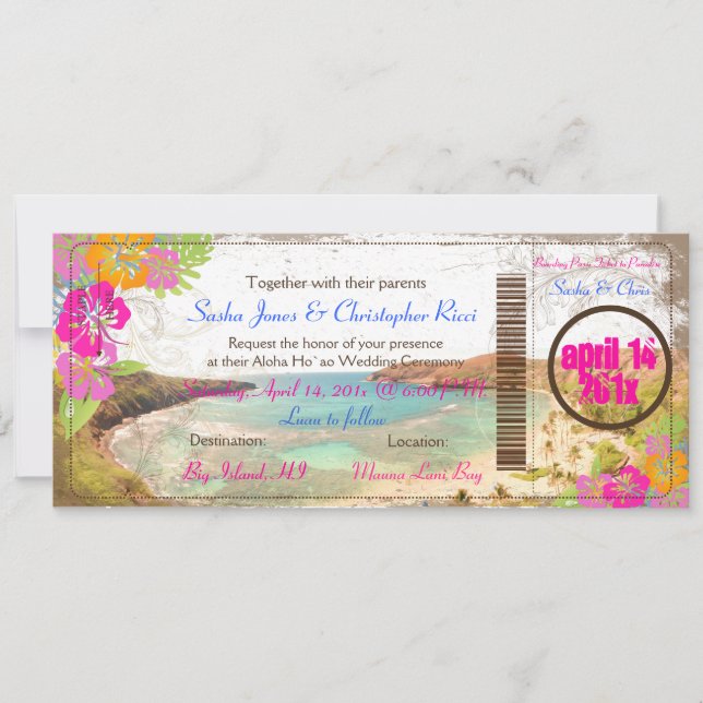 Invitation Pix-Dezines hanauma bay/carte d'embarquement vinta (Devant)