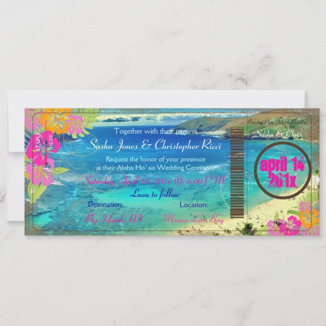 Invitation Pix-Dezines hanauma bay/carte d'embarquement vinta (Devant)