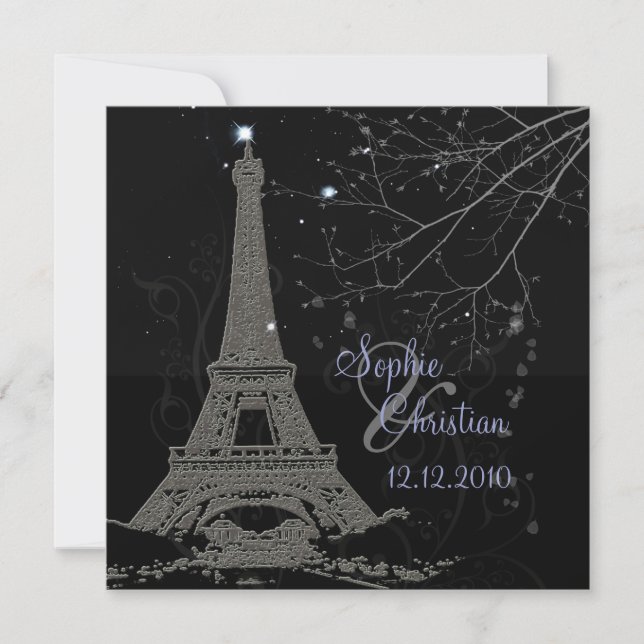 Invitation Pix-Dezines La Tour Eiffel+Swirls (Devant)