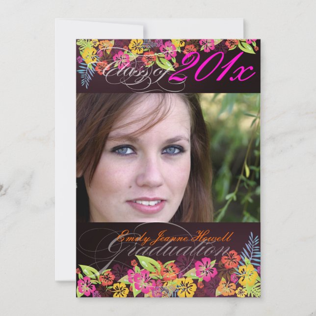 Invitation PixDezine Trendy Fleurs tropicales 2011 Graduation (Devant)