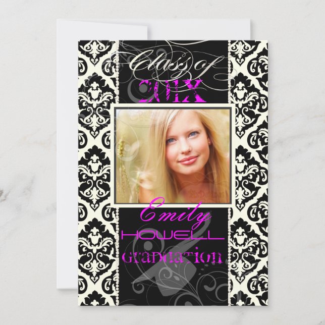 Invitation PixDezines 2012 Grads, olivia damask/do-it-yoursel (Devant)