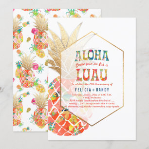 Invitation PixDezines Aloha Hawaiian Pineapples/Orange/DO-IT-