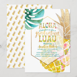 Invitation PixDezines Aloha Pineapples/Golden/Graduation Luau