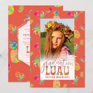 Invitation PixDezines Aloha Pineapples Graduation Luau